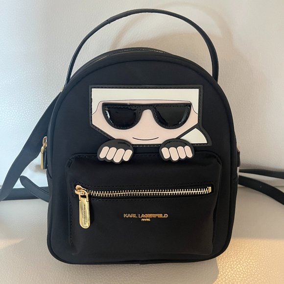NWT KARL LAGERFELD PARIS AMOUR NYLON BACKPACK PURSE TOTE BLACK $198 main image 5